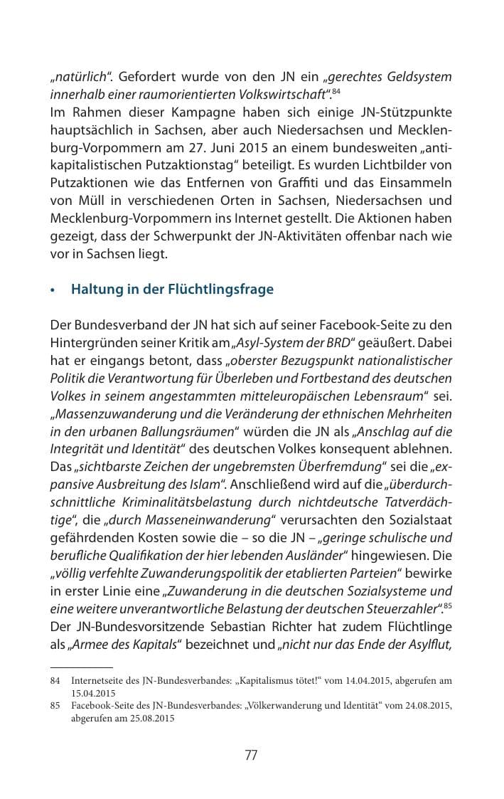 Seite 77 des Verfassungsschutzbericht 2015 Mecklenburg-Vorpommern