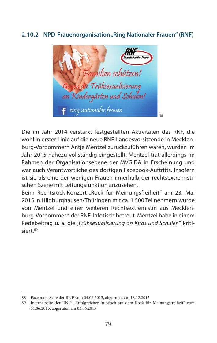 Seite 79 des Verfassungsschutzbericht 2015 Mecklenburg-Vorpommern