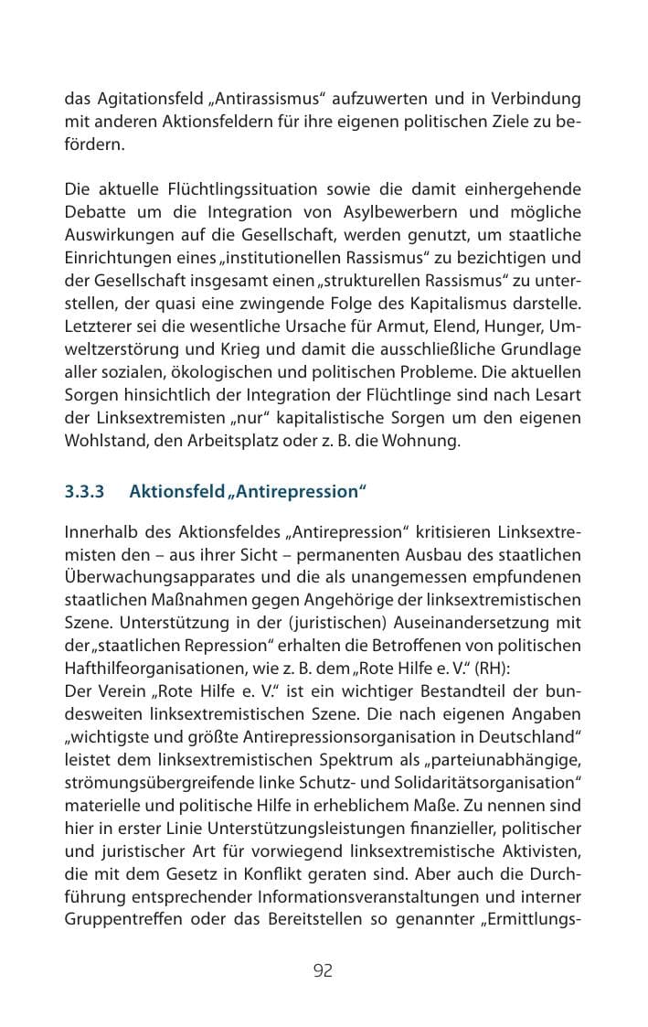 Seite 92 des Verfassungsschutzbericht 2015 Mecklenburg-Vorpommern