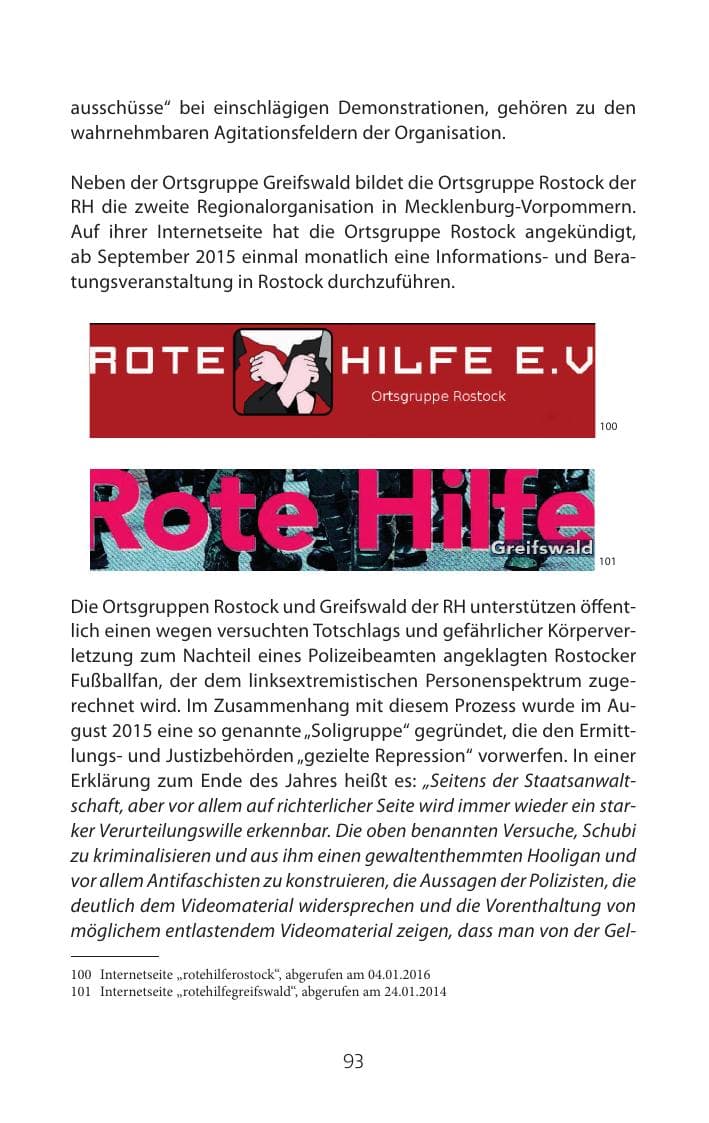 Seite 93 des Verfassungsschutzbericht 2015 Mecklenburg-Vorpommern