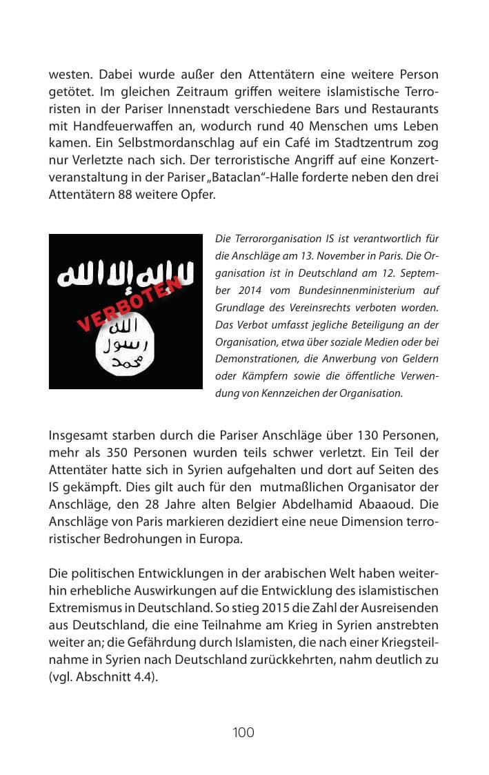 Seite 100 des Verfassungsschutzbericht 2015 Mecklenburg-Vorpommern