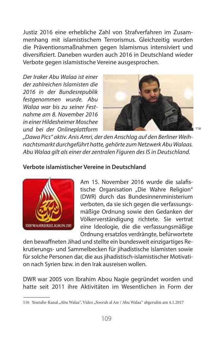 Seite 108 des Verfassungsschutzbericht 2016 Mecklenburg-Vorpommern