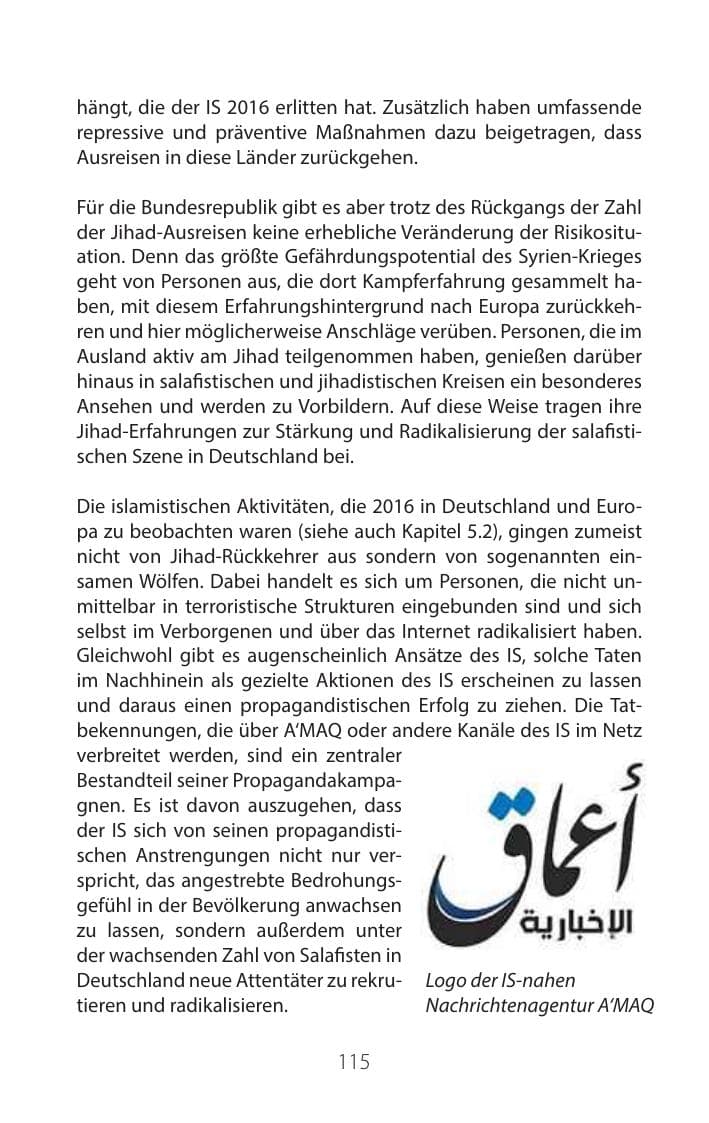 Seite 114 des Verfassungsschutzbericht 2016 Mecklenburg-Vorpommern