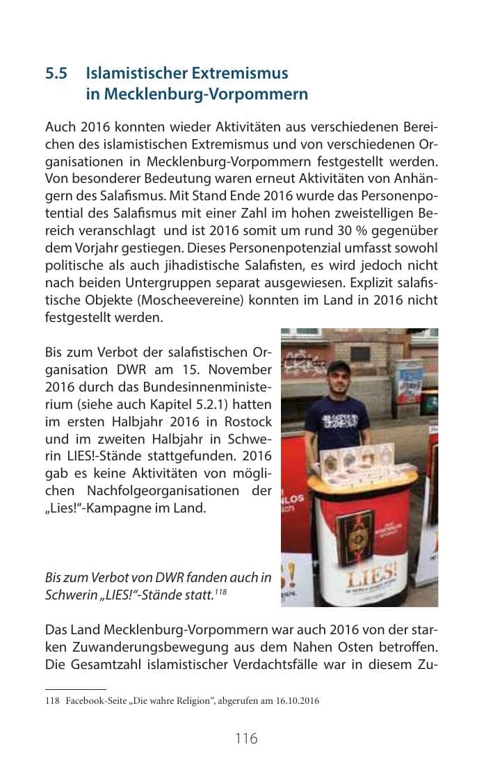 Seite 115 des Verfassungsschutzbericht 2016 Mecklenburg-Vorpommern