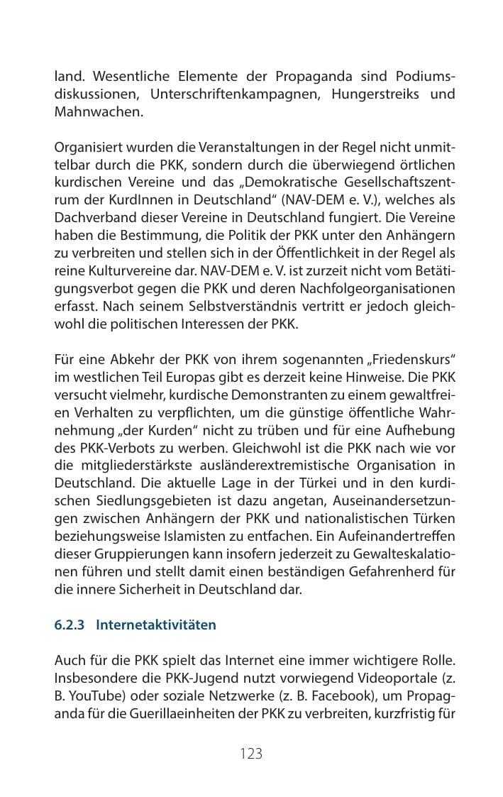 Seite 122 des Verfassungsschutzbericht 2016 Mecklenburg-Vorpommern