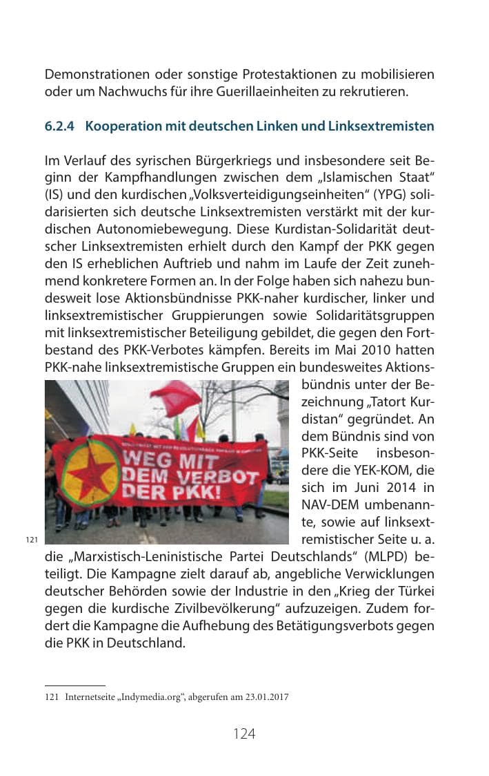 Seite 123 des Verfassungsschutzbericht 2016 Mecklenburg-Vorpommern