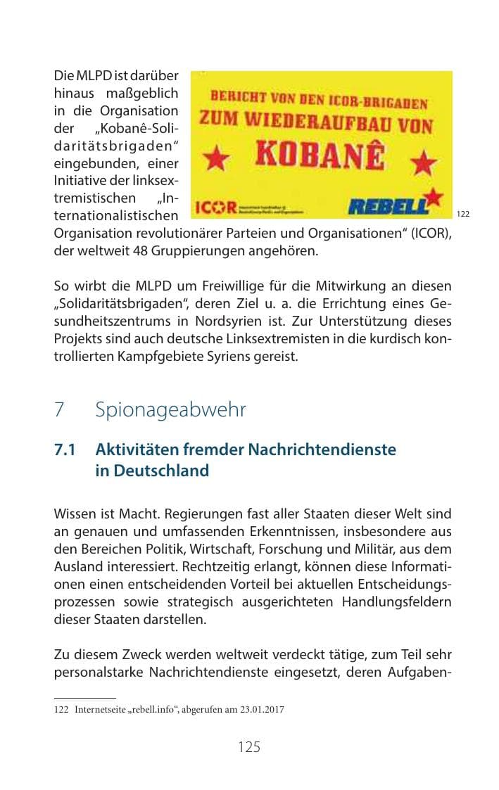Seite 124 des Verfassungsschutzbericht 2016 Mecklenburg-Vorpommern