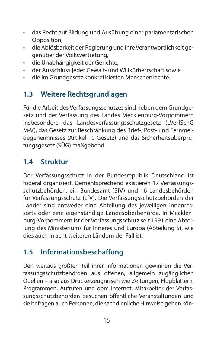 Seite 14 des Verfassungsschutzbericht 2016 Mecklenburg-Vorpommern