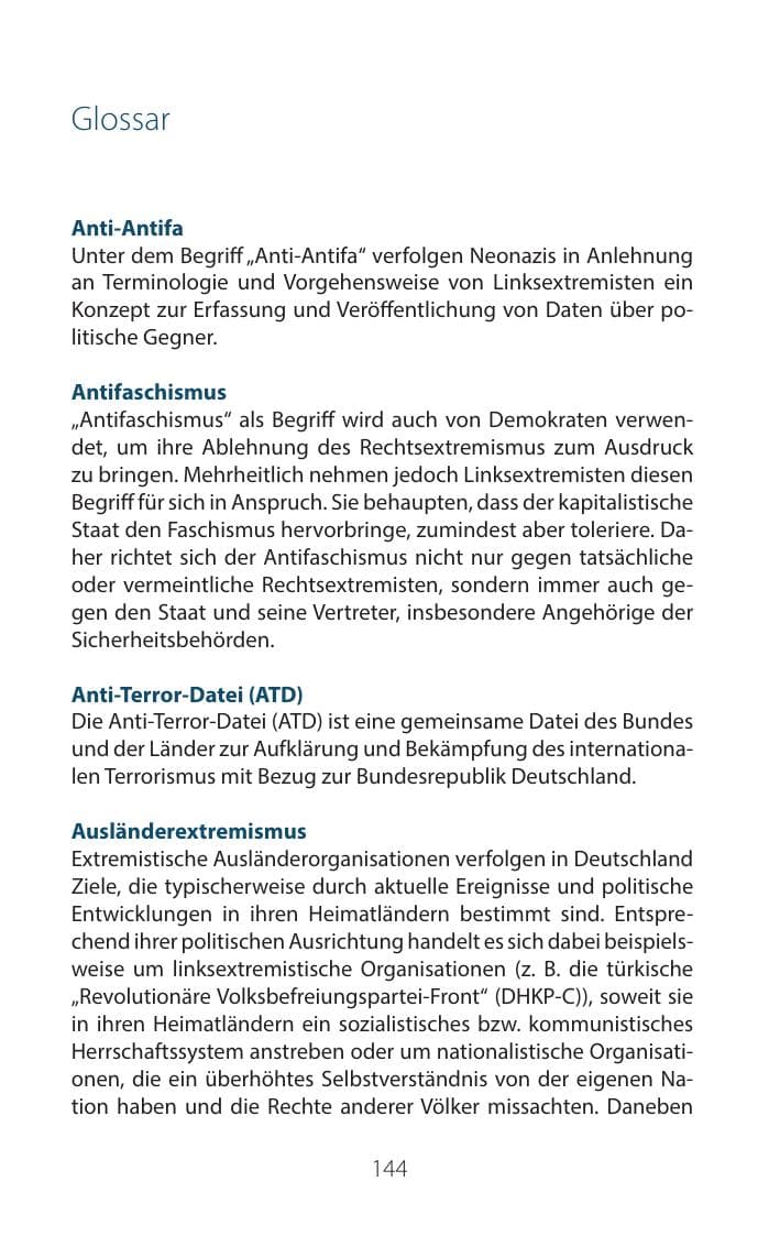 Seite 143 des Verfassungsschutzbericht 2016 Mecklenburg-Vorpommern