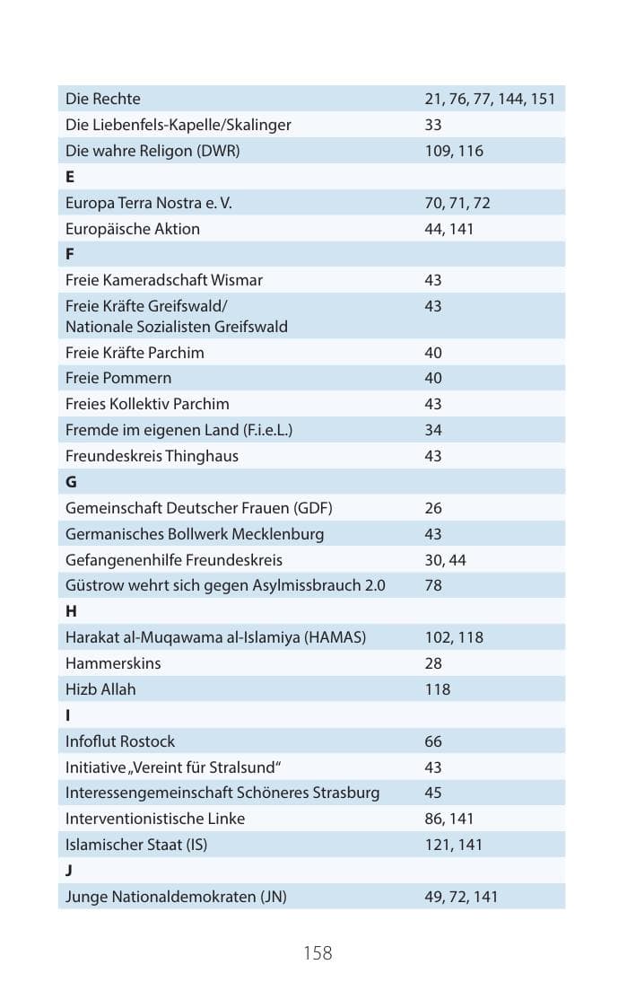Seite 157 des Verfassungsschutzbericht 2016 Mecklenburg-Vorpommern