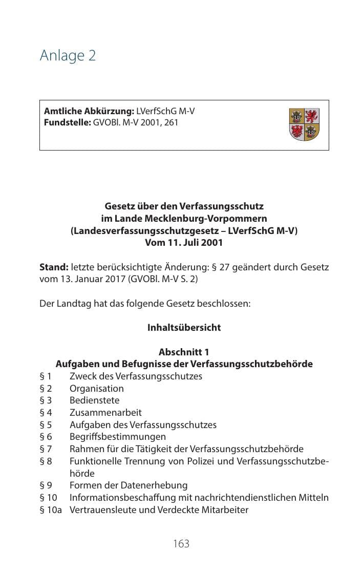 Seite 162 des Verfassungsschutzbericht 2016 Mecklenburg-Vorpommern