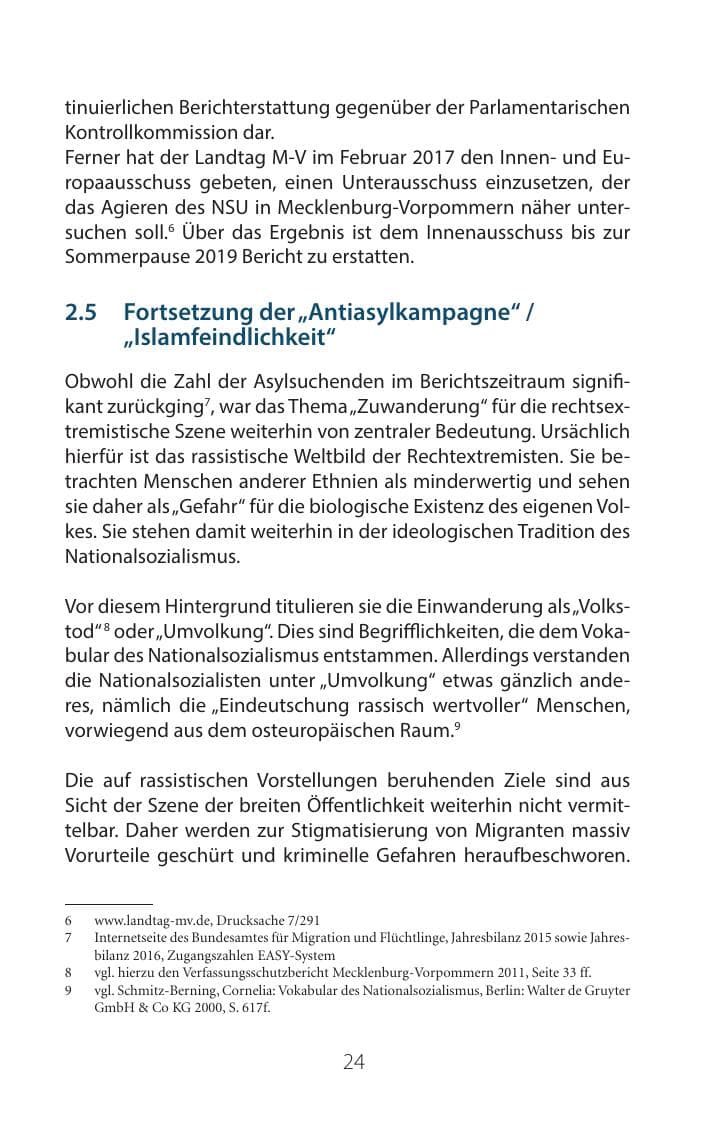 Seite 23 des Verfassungsschutzbericht 2016 Mecklenburg-Vorpommern
