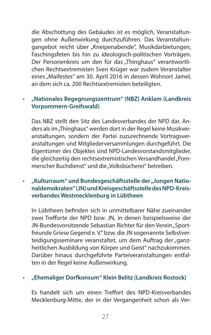 Seite 26 des Verfassungsschutzbericht 2016 Mecklenburg-Vorpommern