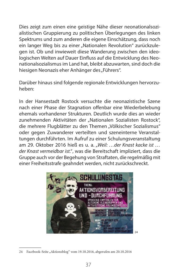 Seite 36 des Verfassungsschutzbericht 2016 Mecklenburg-Vorpommern