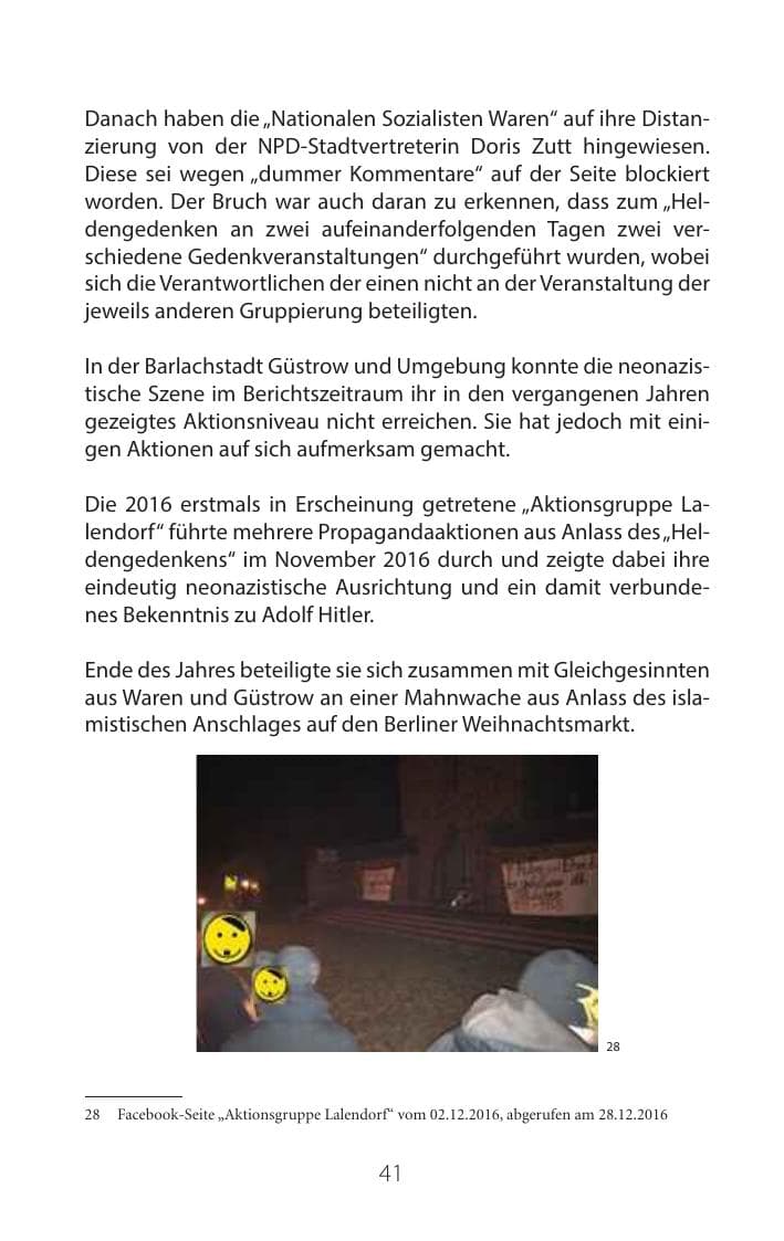 Seite 40 des Verfassungsschutzbericht 2016 Mecklenburg-Vorpommern