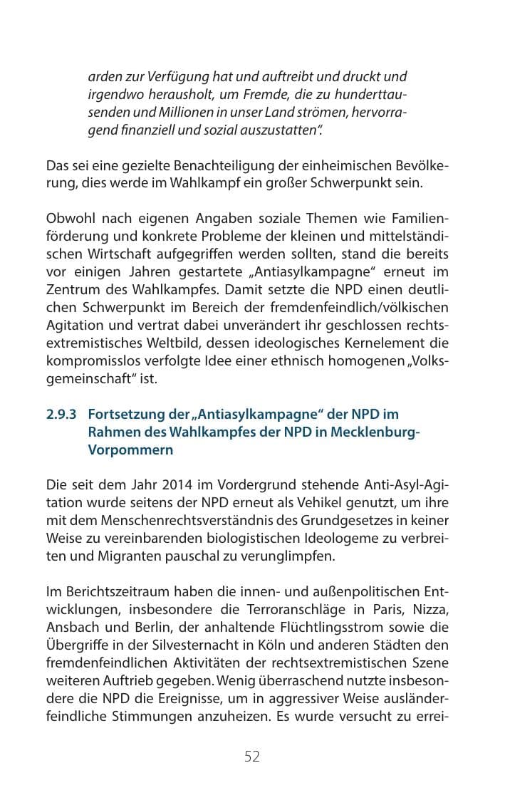 Seite 51 des Verfassungsschutzbericht 2016 Mecklenburg-Vorpommern