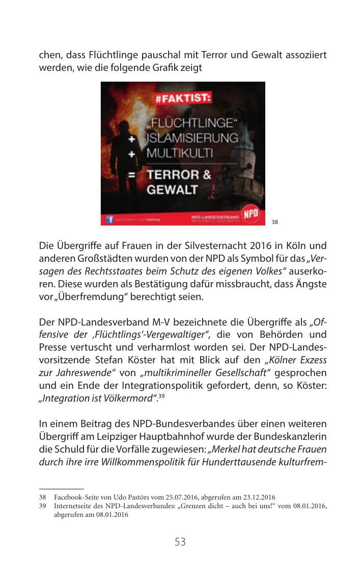 Seite 52 des Verfassungsschutzbericht 2016 Mecklenburg-Vorpommern
