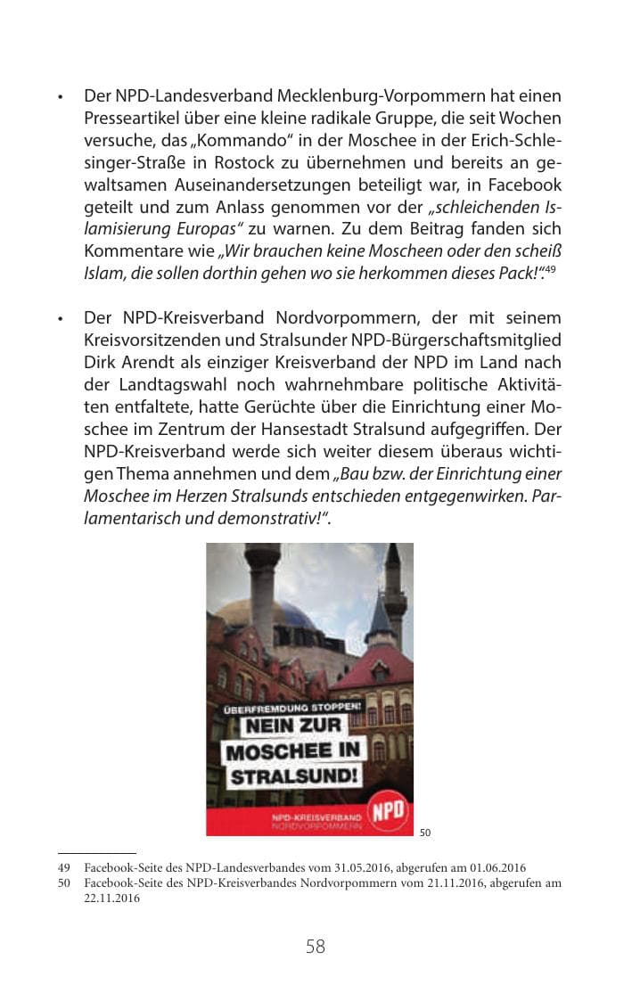 Seite 57 des Verfassungsschutzbericht 2016 Mecklenburg-Vorpommern