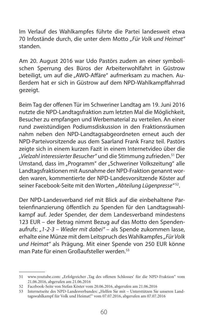 Seite 59 des Verfassungsschutzbericht 2016 Mecklenburg-Vorpommern