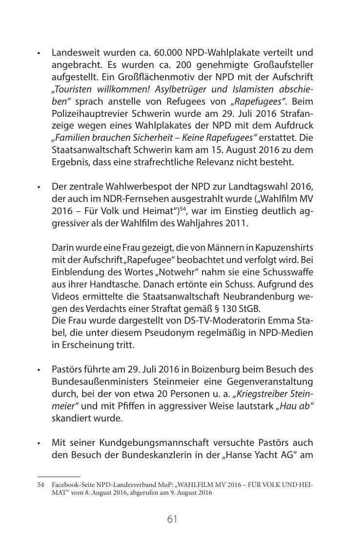 Seite 60 des Verfassungsschutzbericht 2016 Mecklenburg-Vorpommern