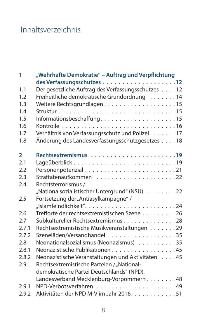Seite 7 des Verfassungsschutzbericht 2016 Mecklenburg-Vorpommern