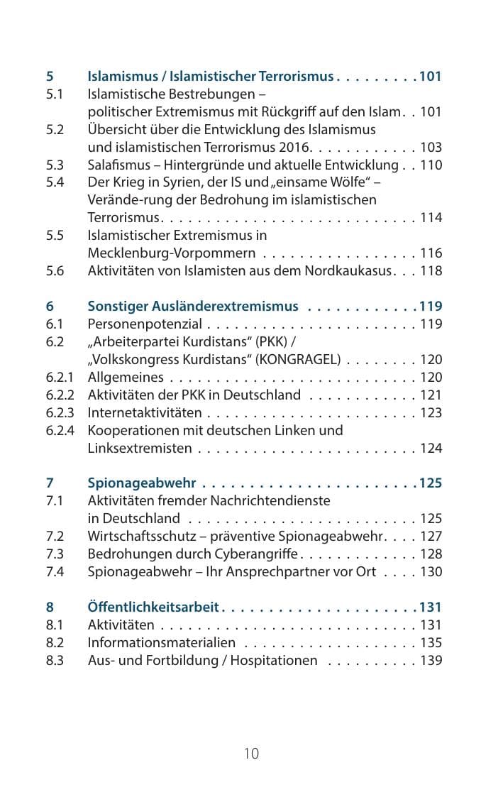 Seite 9 des Verfassungsschutzbericht 2016 Mecklenburg-Vorpommern