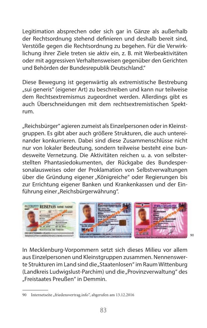 Seite 82 des Verfassungsschutzbericht 2016 Mecklenburg-Vorpommern