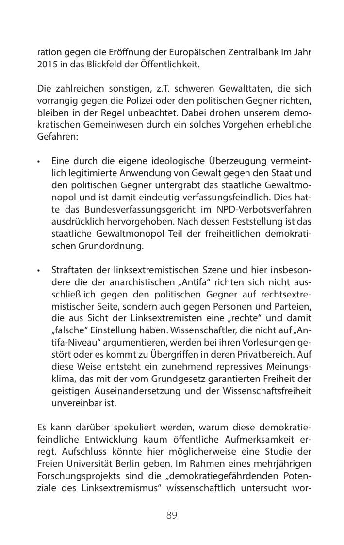Seite 88 des Verfassungsschutzbericht 2016 Mecklenburg-Vorpommern