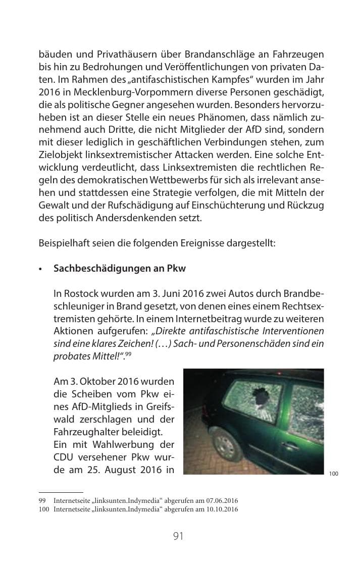 Seite 90 des Verfassungsschutzbericht 2016 Mecklenburg-Vorpommern