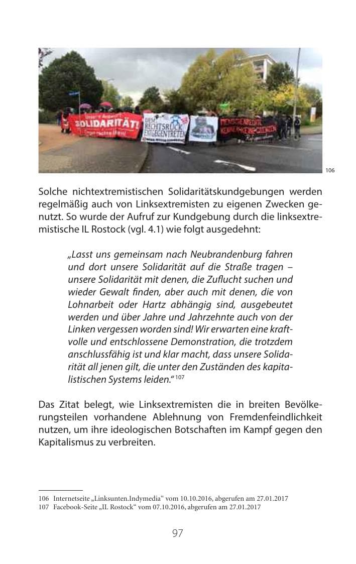 Seite 96 des Verfassungsschutzbericht 2016 Mecklenburg-Vorpommern