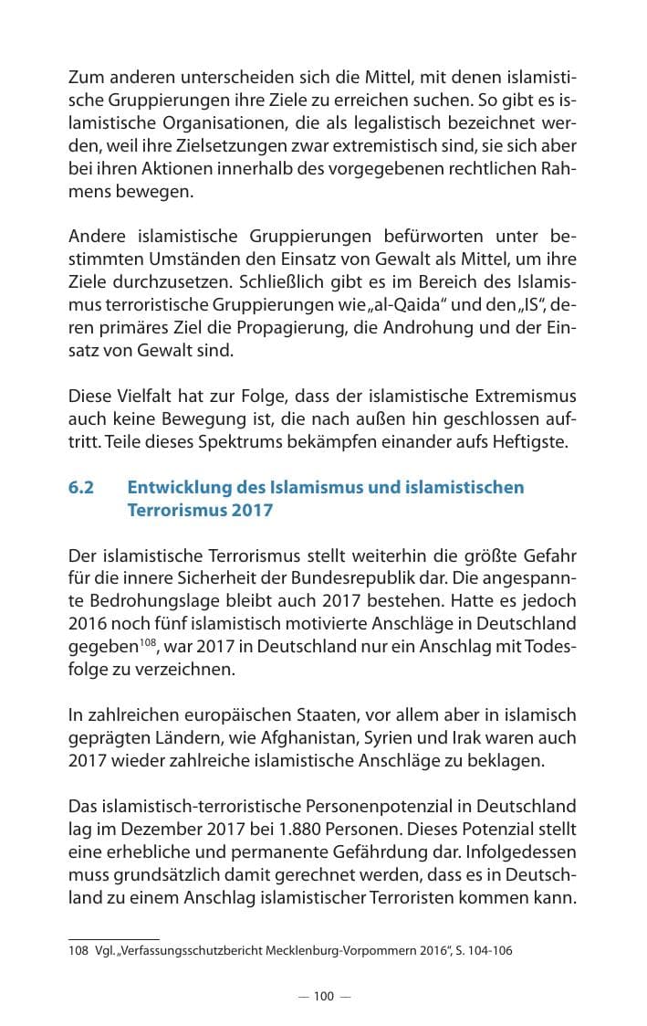 Seite 104 des Verfassungsschutzbericht 2017 Mecklenburg-Vorpommern