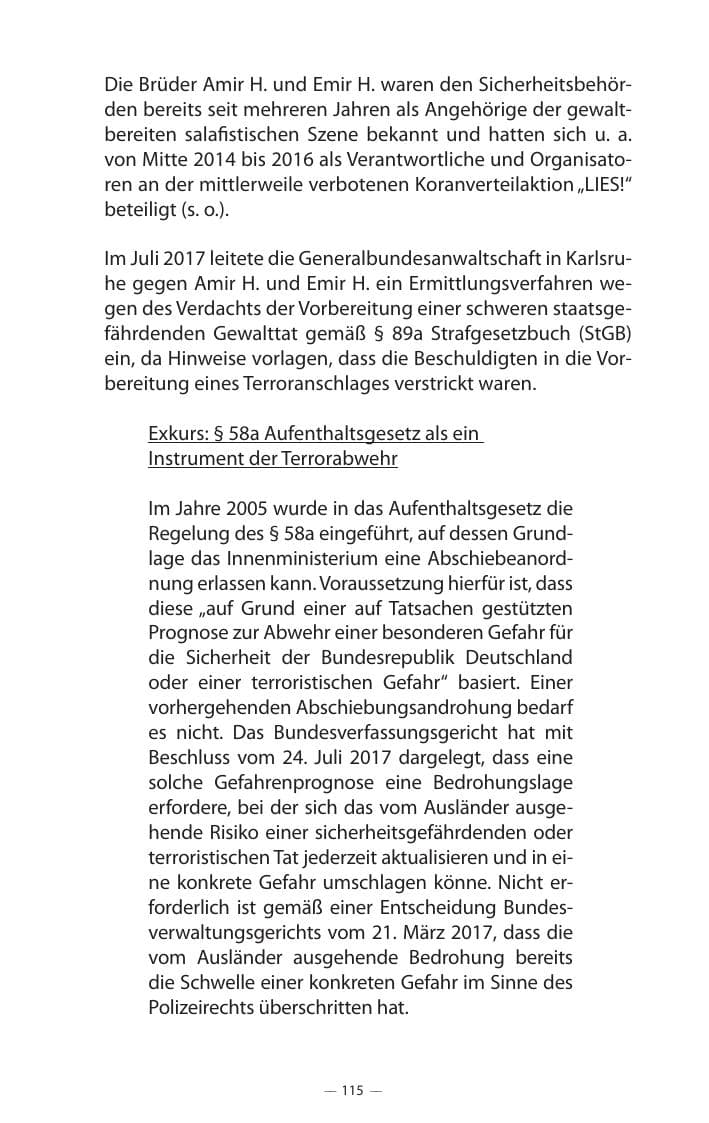 Seite 119 des Verfassungsschutzbericht 2017 Mecklenburg-Vorpommern