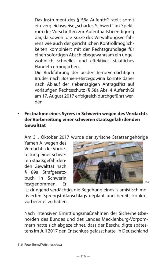 Seite 120 des Verfassungsschutzbericht 2017 Mecklenburg-Vorpommern
