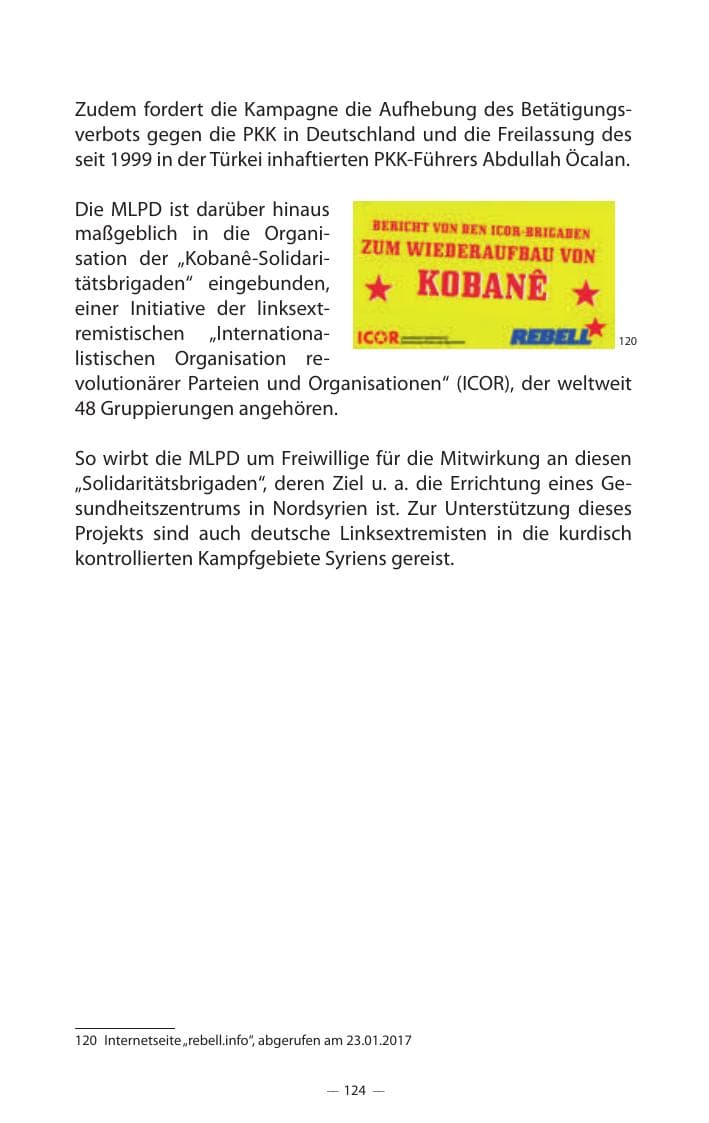 Seite 128 des Verfassungsschutzbericht 2017 Mecklenburg-Vorpommern