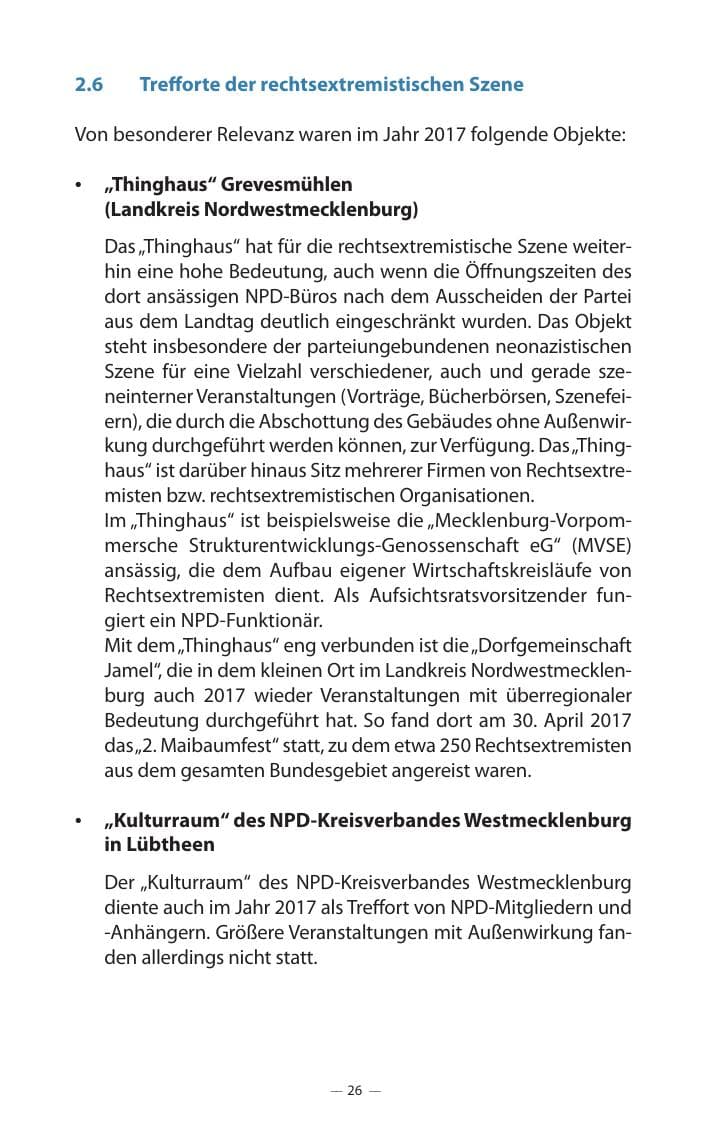 Seite 30 des Verfassungsschutzbericht 2017 Mecklenburg-Vorpommern