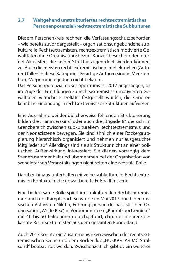 Seite 32 des Verfassungsschutzbericht 2017 Mecklenburg-Vorpommern