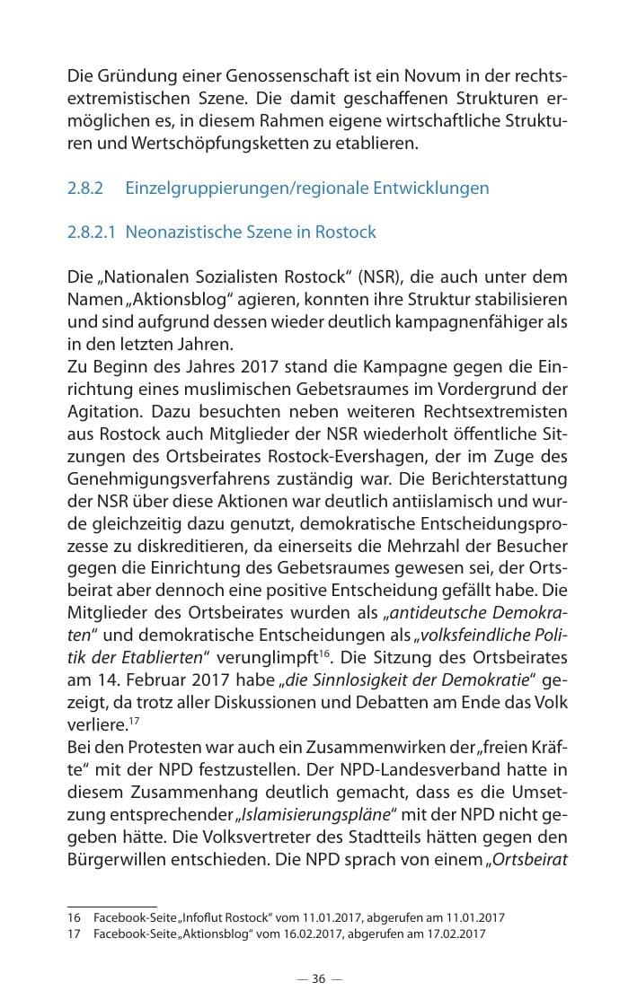 Seite 40 des Verfassungsschutzbericht 2017 Mecklenburg-Vorpommern
