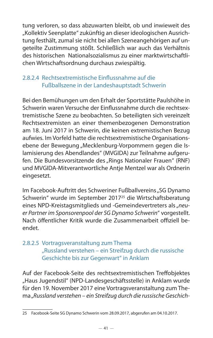 Seite 45 des Verfassungsschutzbericht 2017 Mecklenburg-Vorpommern