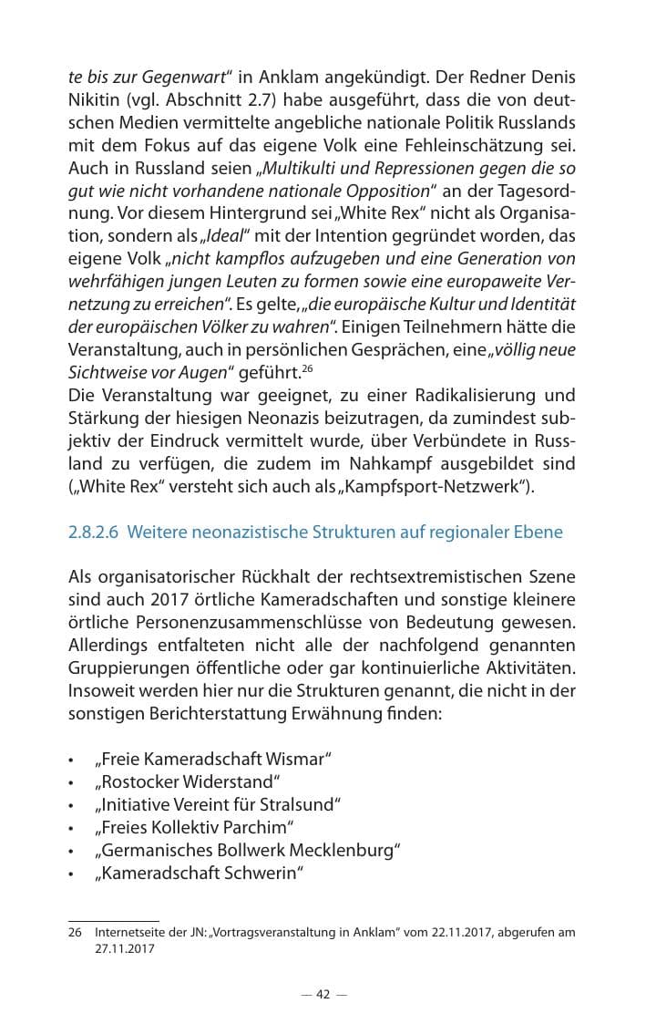 Seite 46 des Verfassungsschutzbericht 2017 Mecklenburg-Vorpommern