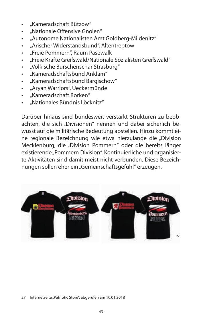 Seite 47 des Verfassungsschutzbericht 2017 Mecklenburg-Vorpommern