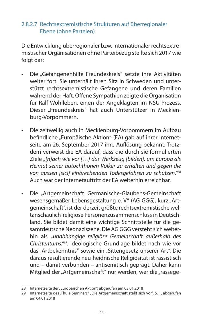 Seite 48 des Verfassungsschutzbericht 2017 Mecklenburg-Vorpommern