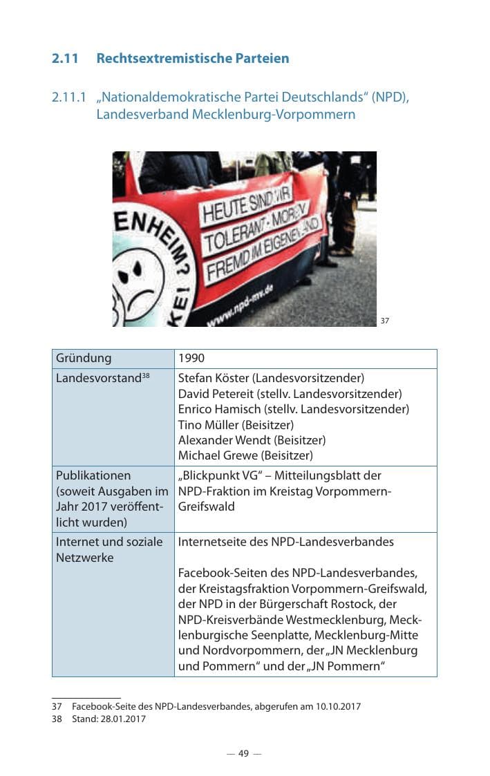 Seite 53 des Verfassungsschutzbericht 2017 Mecklenburg-Vorpommern