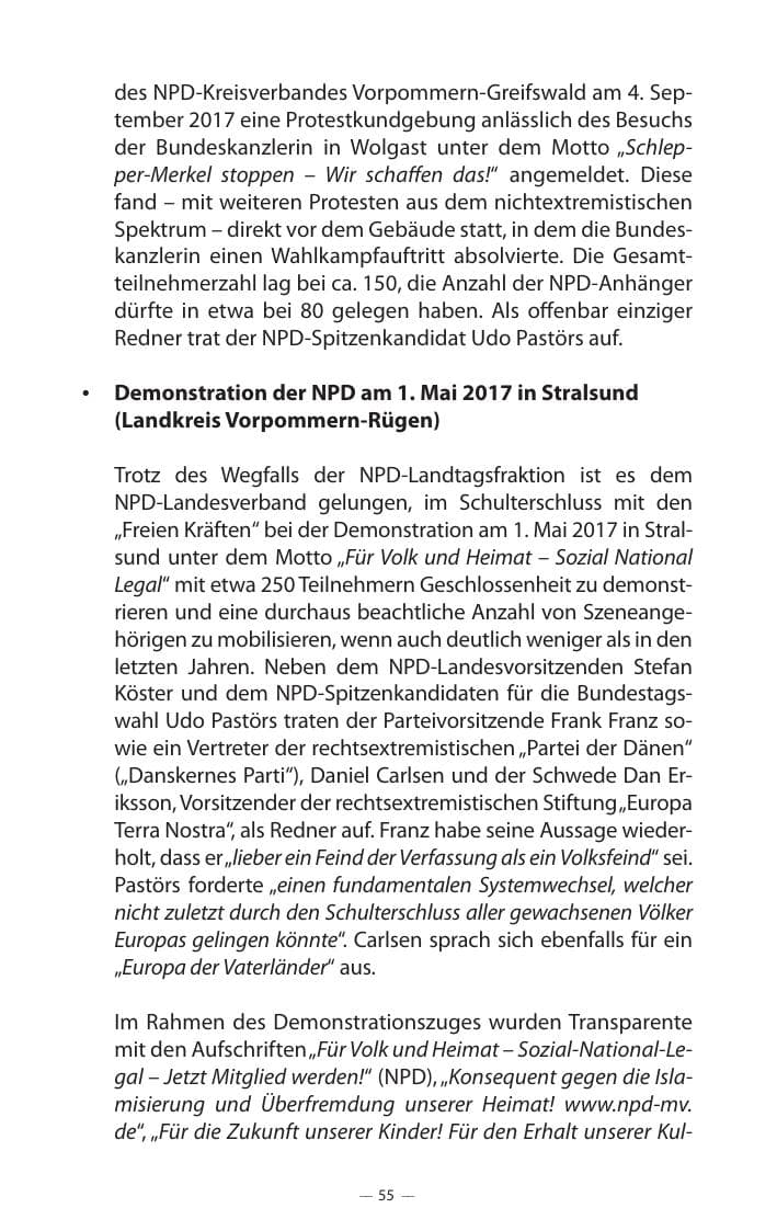 Seite 59 des Verfassungsschutzbericht 2017 Mecklenburg-Vorpommern