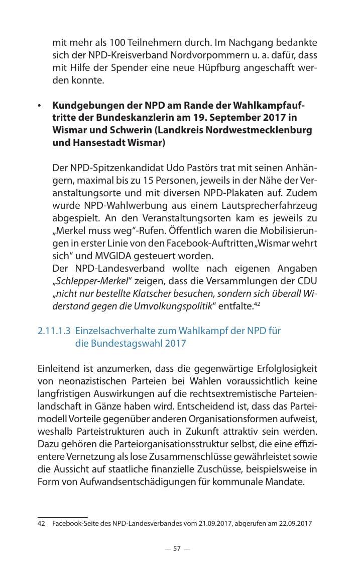 Seite 61 des Verfassungsschutzbericht 2017 Mecklenburg-Vorpommern