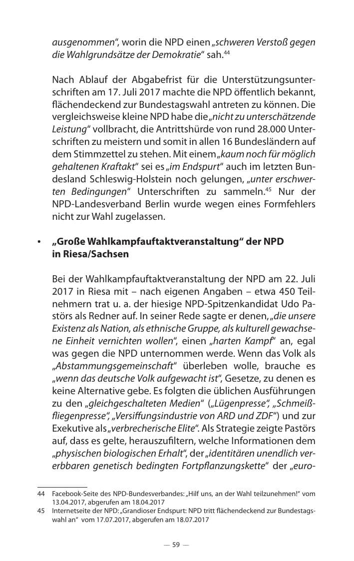Seite 63 des Verfassungsschutzbericht 2017 Mecklenburg-Vorpommern