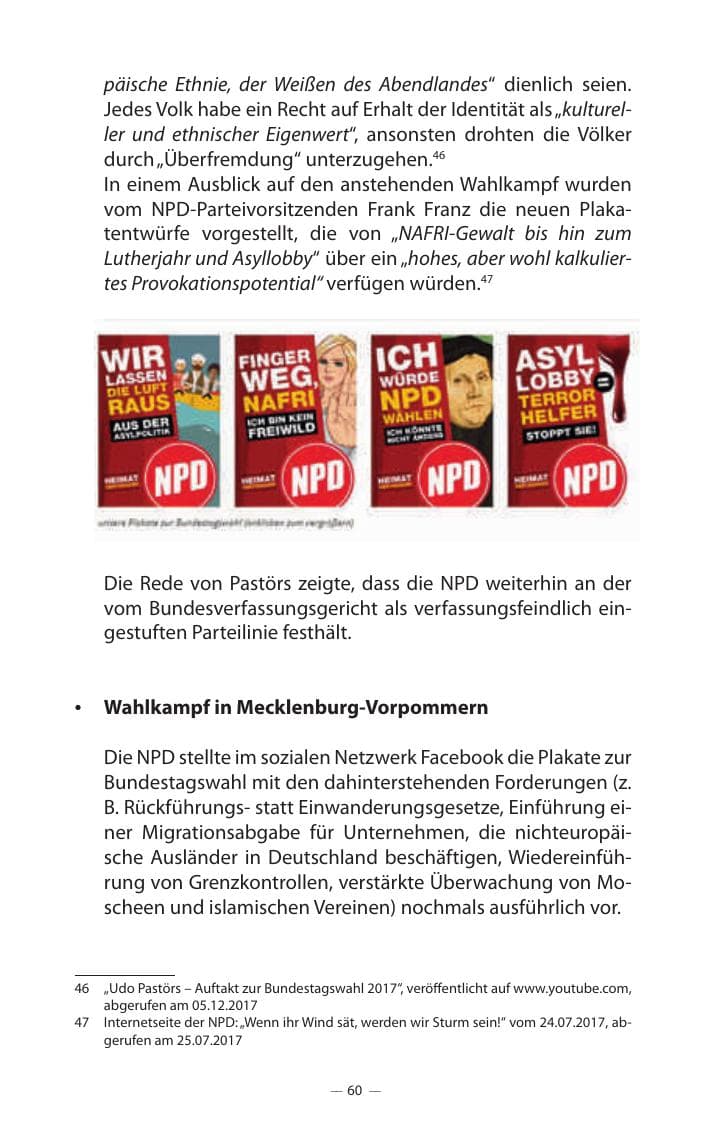 Seite 64 des Verfassungsschutzbericht 2017 Mecklenburg-Vorpommern