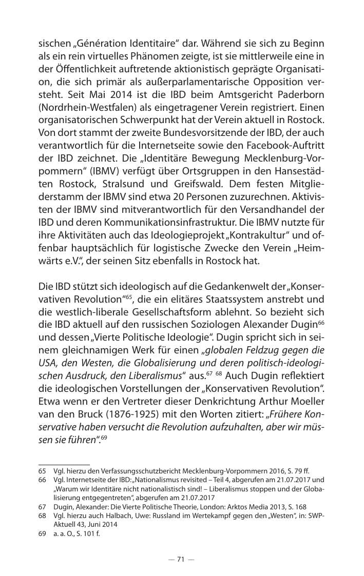 Seite 75 des Verfassungsschutzbericht 2017 Mecklenburg-Vorpommern