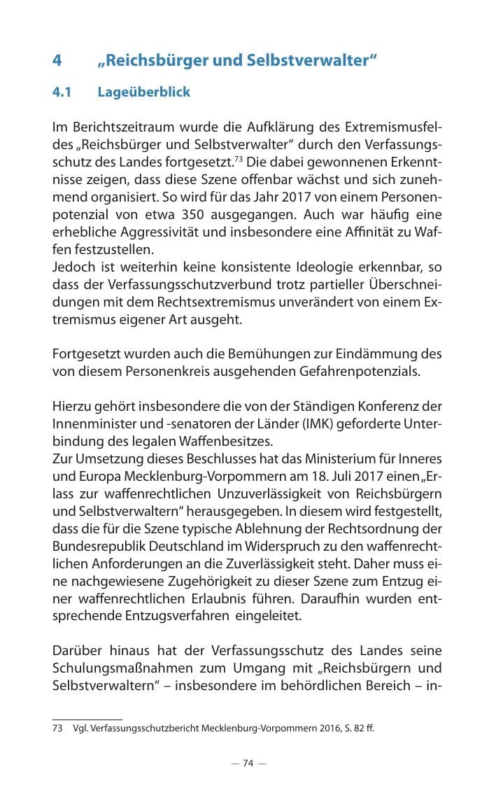 Seite 78 des Verfassungsschutzbericht 2017 Mecklenburg-Vorpommern