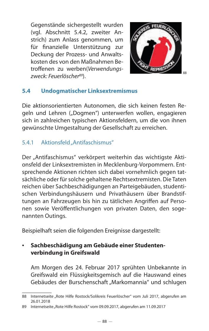 Seite 92 des Verfassungsschutzbericht 2017 Mecklenburg-Vorpommern