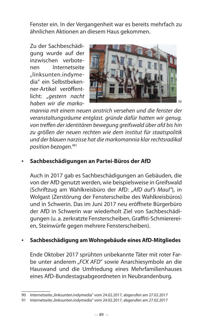 Seite 93 des Verfassungsschutzbericht 2017 Mecklenburg-Vorpommern
